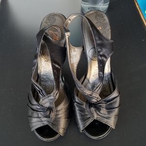 Women's Black Satin Heels